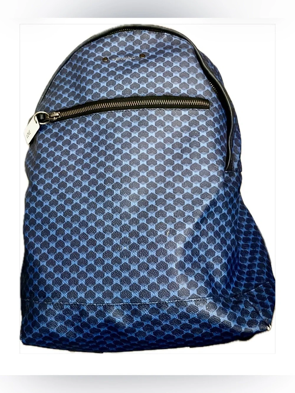 Verona Unisex Blue Patterned Backpack leather